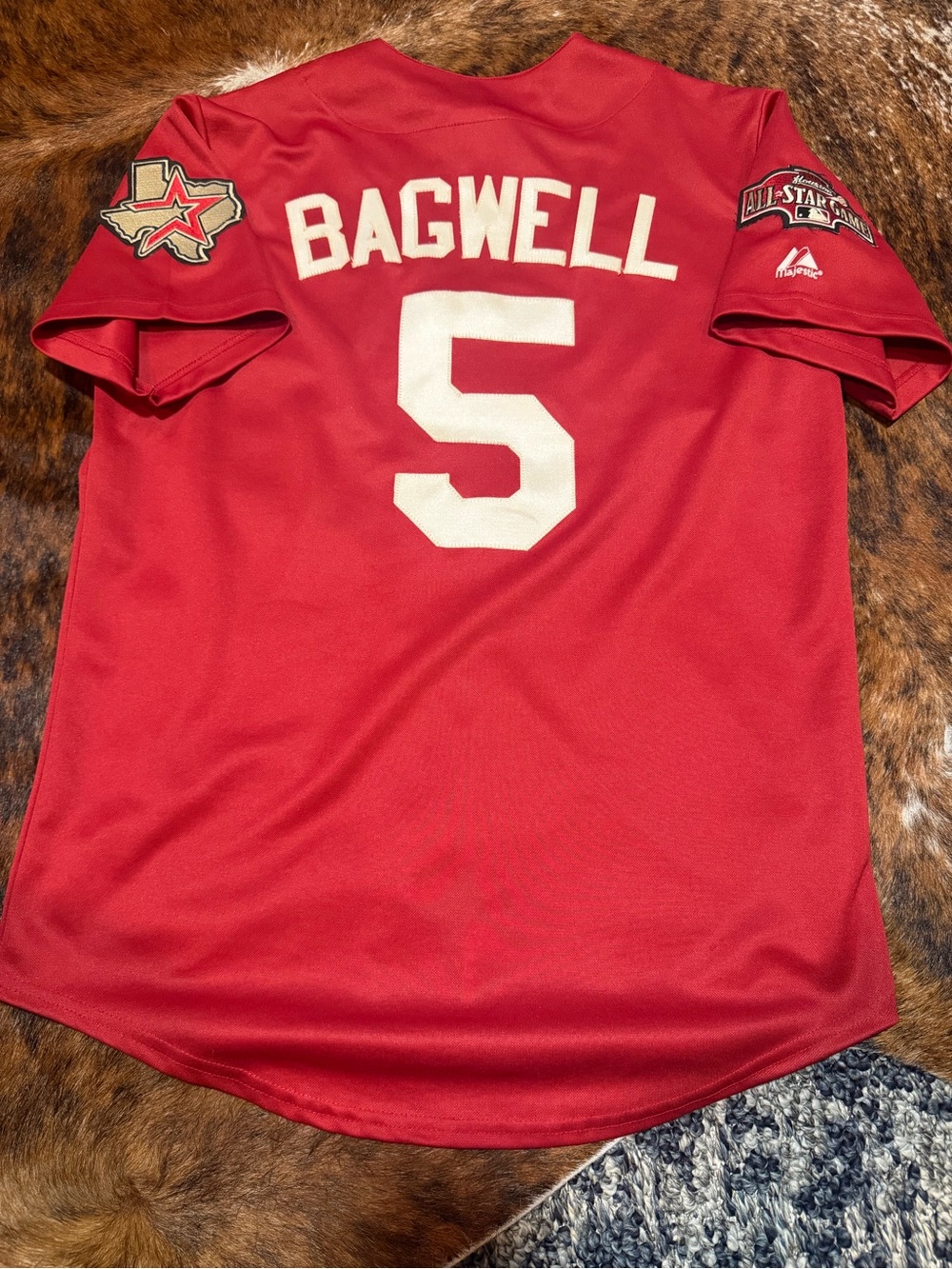 Vintage Houston Astros Alternate Red Men's Jersey w/ All Star Patch Jeff Bagwell